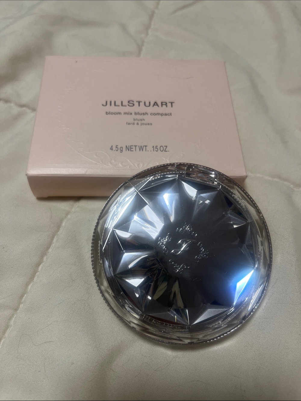 Jill Stuart Bloom Mix Blush Compact - Soft Pink Packaging with Silver Lid